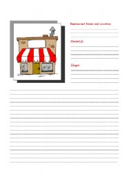 English worksheet: Restaurant report