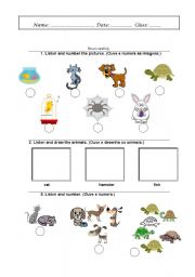 Pets worksheet