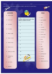 English Worksheet: TOOLS & ACTIVITIES