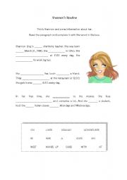 English Worksheet: Shannons Routine