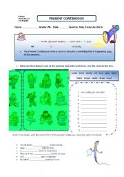 English Worksheet: tiempo presente continuo