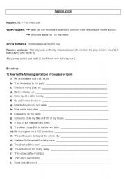 English Worksheet: The Passive Voice