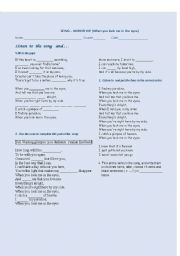 English worksheet: WHEN YOU LOOK INTO MY EYES. WORKSHEET