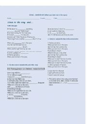 English Worksheet: WHEN YOU LOOK INTO MY EYES. WORKSHEET