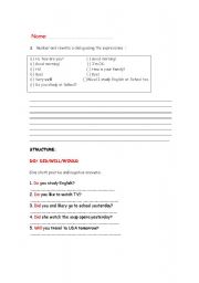 English worksheet: Do DID WILL WOULD