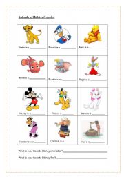 English Worksheet: Animals in Disney stories
