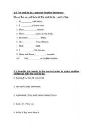 English Worksheet: Verb to Be