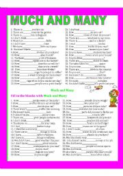 English Worksheet: MUCH AND MANY