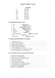 English Worksheet: PRESENT PERFECT TENSE AFFIRMATIVE NEGATIVE AND INTERROGATIVE