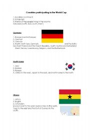 English Worksheet: countries participating in the World Cup 2010