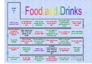English Worksheet: Food and Drinks board game