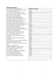 English Worksheet: past simple questions