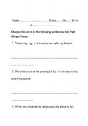 English worksheet: Task Past simple 