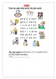 English worksheet: Find Ten Jobs