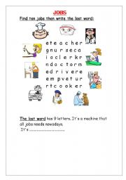 English Worksheet: Find Ten Jobs