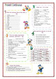 English Worksheet: Practicing Present Continuous