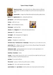 English Worksheet: types of shops in England
