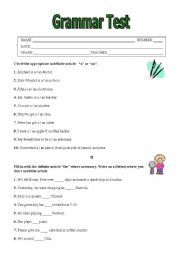 English Worksheet: Grammar Test