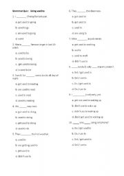 English worksheet: Used to exercise