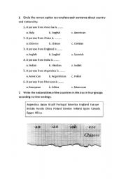 English Worksheet: Countries-nationalities