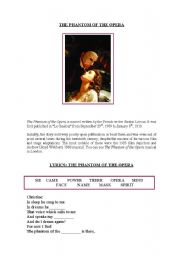 English Worksheet: The Phantom ot the Opera - Song