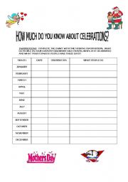 English worksheet: Holidays