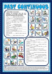 English Worksheet: PAST CONTINUOUS - AFFIRMATIVE, NEGATIVE and INTERROGATIVE FORMS (+KEY) - FULLY EDITABLE