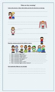 English Worksheet: What are they wearing?