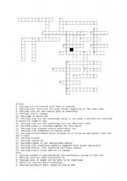 English Worksheet: Feelings Crossword