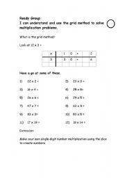 English Worksheet: Grid multiplication