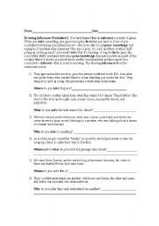 English worksheet: Drawing Inferences