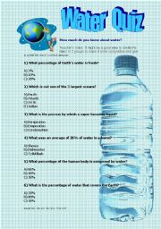 English Worksheet: Water Quiz