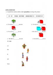 English Worksheet: Prepositions of place and adjectives