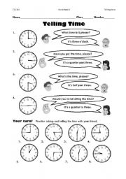 English Worksheet: Telling time