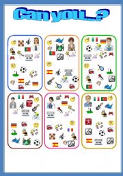 English Worksheet: CAN / CANT  --SET OF 15 SPEAKING CARDS--