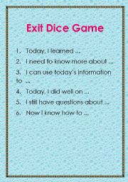 English Worksheet: Exit Game