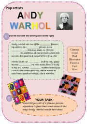 English Worksheet: Andy Warhol / Art worksheet