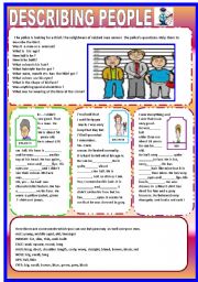 English Worksheet: DESCRIBING PEOPLE