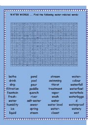 English Worksheet: Water - Crossword