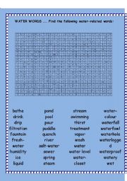 English worksheet: Water - Crossword