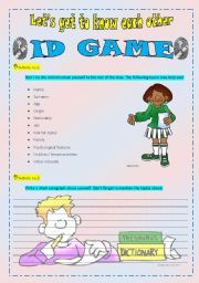 English Worksheet: ID GAME - BREAKING THE ICE