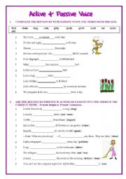 English Worksheet: passive voice exercises