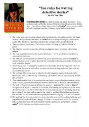 English Worksheet: 10 rules for writing detective stories