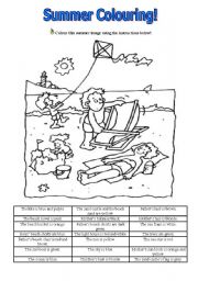 summer colouring esl worksheet by susanabas