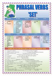 English Worksheet: PHRASAL VERBS: SET