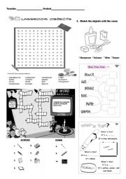 English Worksheet: Classroom Objects