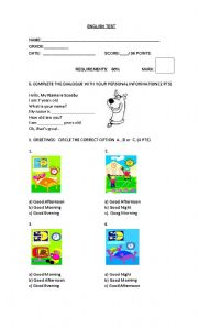 English worksheet: Englsh test 2nd grade