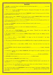 English worksheet: In a word