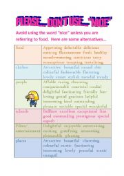 English Worksheet: ALTERNATIVE WORDS FOR - NICE