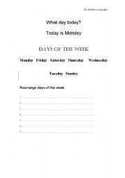 English Worksheet: Days of the week 